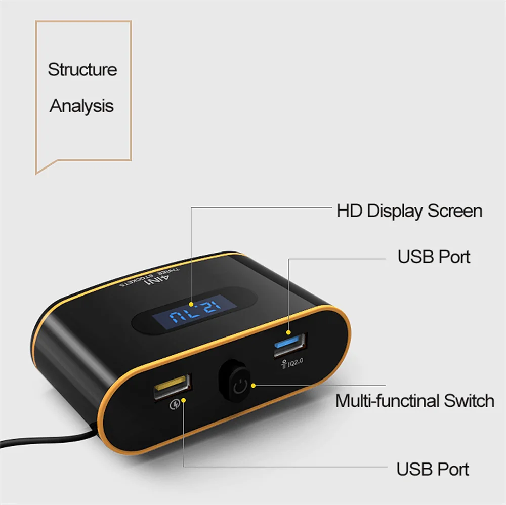 

2 USB Port QC3.0 Auto Sockets Car Cigarette Lighter Adapter Splitter Display 5V 4.8A Output Power Car Charge For iPad Smartphone