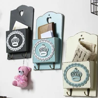 dunxdeco letter wall holder key newspaper orangize vintage france crown wooden iron hanger display rack stacking home decorating