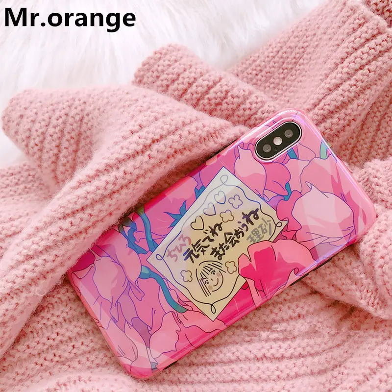 Japan Sunny girl floral Case for iphone X 7 7Plus Shinny mirror soft silicon Blu-Ray For 6 6s 6plus 8 8Plus |