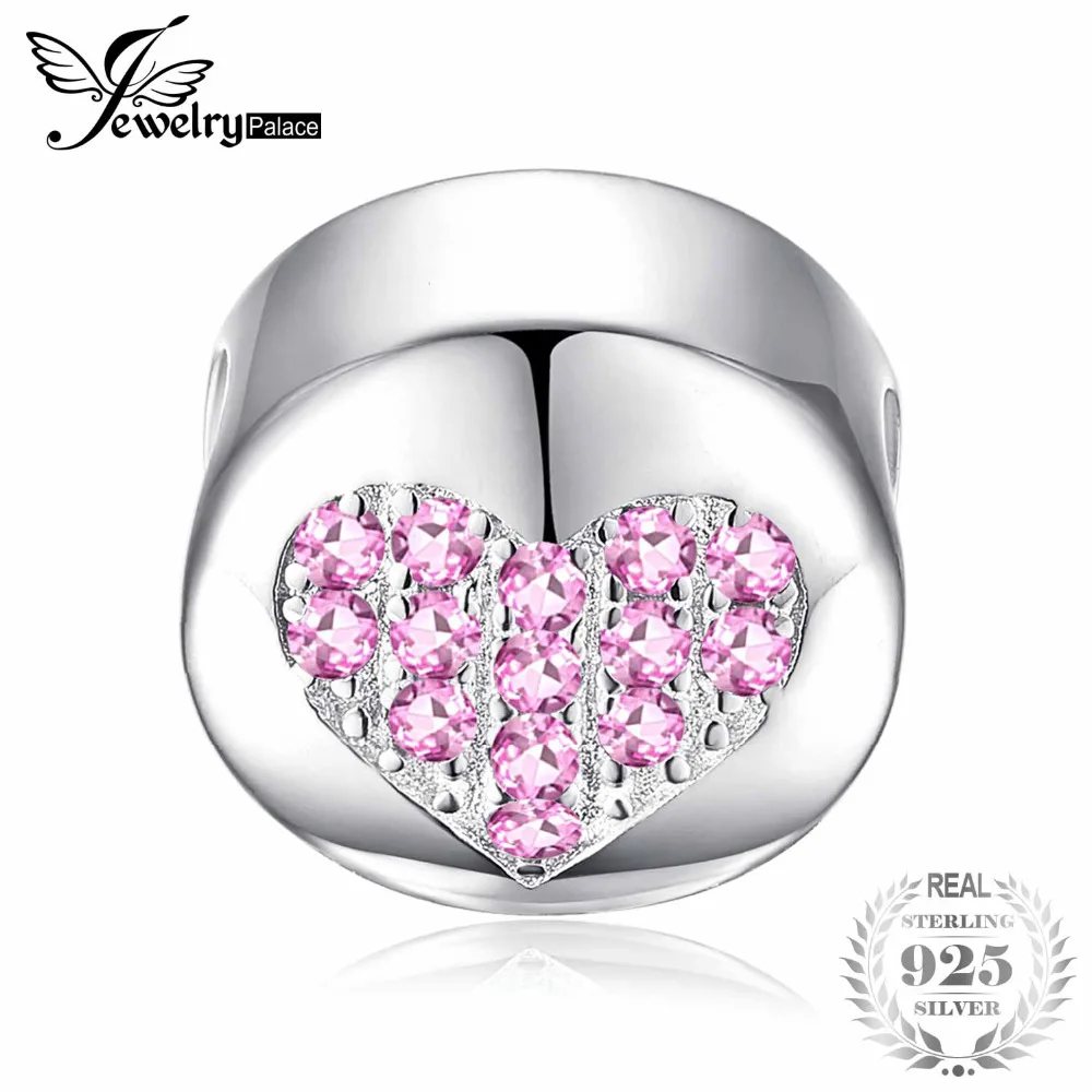 JewelryPalace розовый кубический цирконий сердце Шарм Бусины Fit Браслеты 925 | Бусины -32970827383