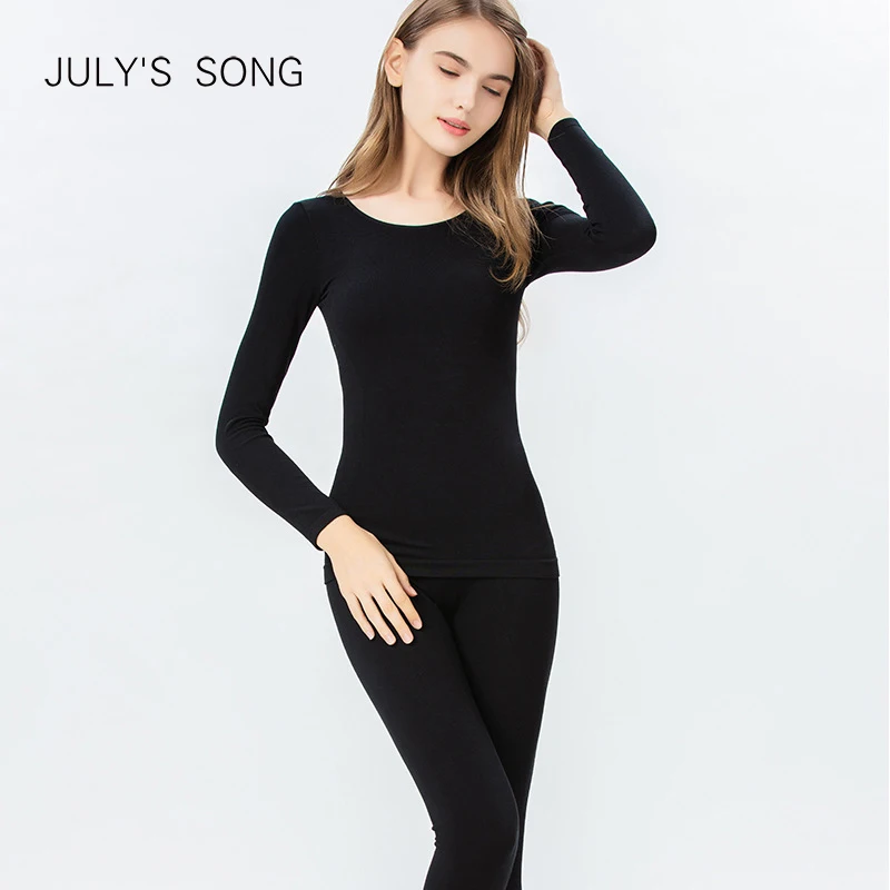 JULY'S SONG/осеннее теплое длинное нижнее белье для женщин, женская пижама, теплая дышащая женская облегающая женская одежда в форме тела от AliExpress WW