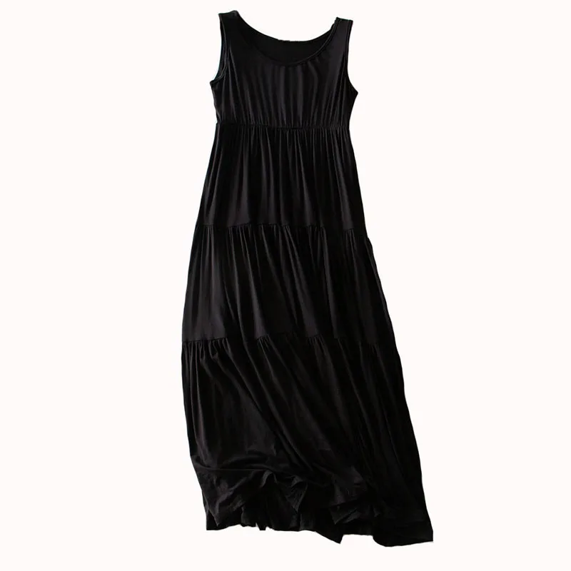 Женское платье в стиле бохо свободное без рукавов с высокой талией размера плюс