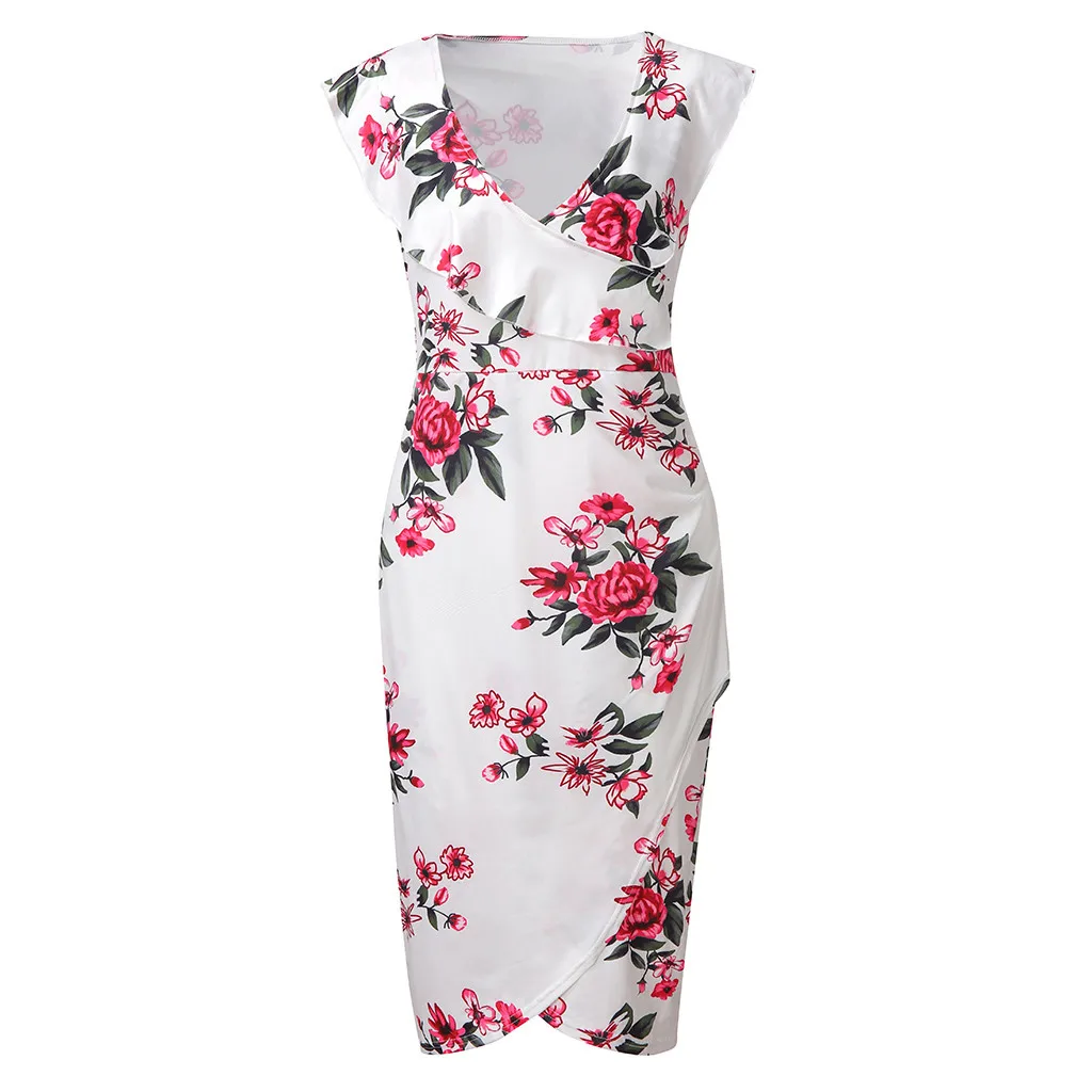 Женское облегающее платье без рукавов сексуальное с v-образным вырезом и