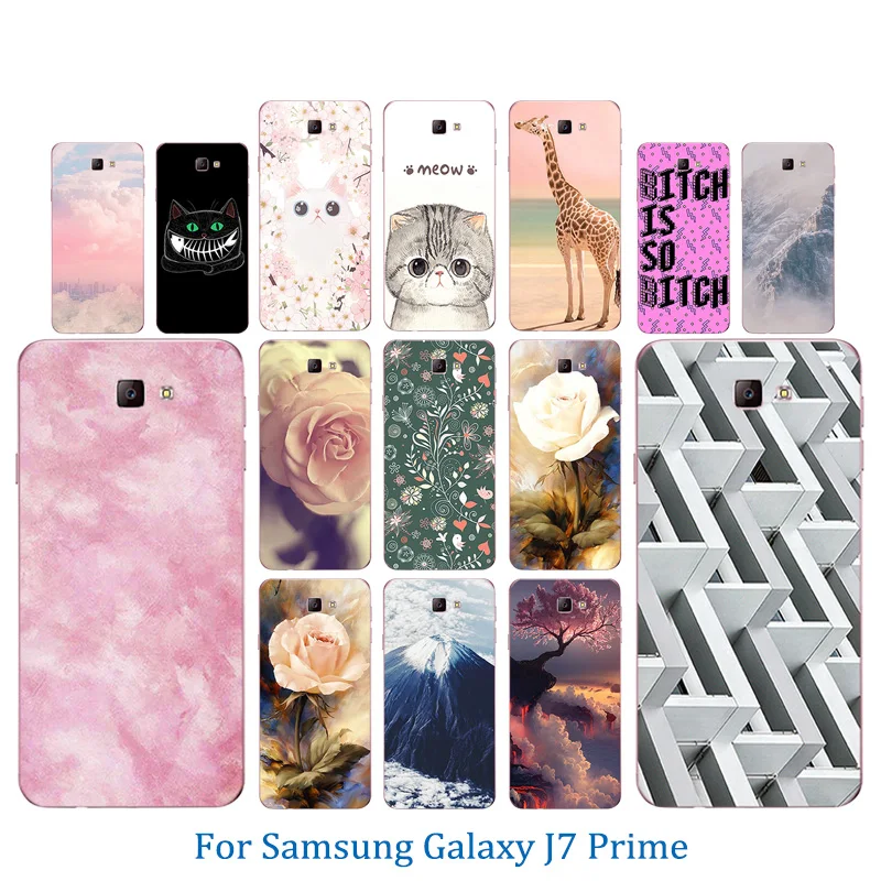 Мягкий ТПУ чехол для телефона Samsung Galaxy J7 Prime с животным узором силиконовый On7 2016 G610F