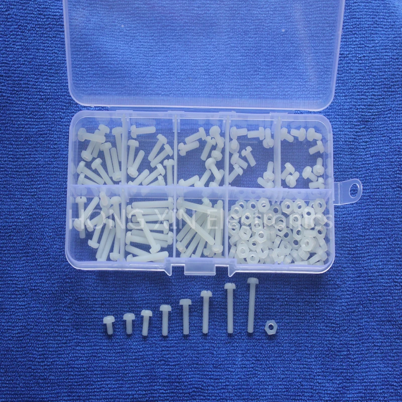 160 шт. белые метрические гайки и болты M3 8|nylon screw|assorted boltsnylon bolt |