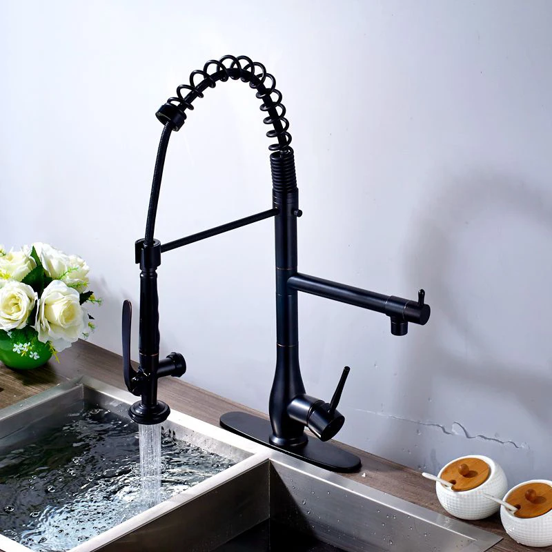 Brass Oil Rubbed Bronze Kitchen Faucet Hot&ampCold Water Mixer Tap Single Handle torneira Sharp + Round Cover Plate | Обустройство
