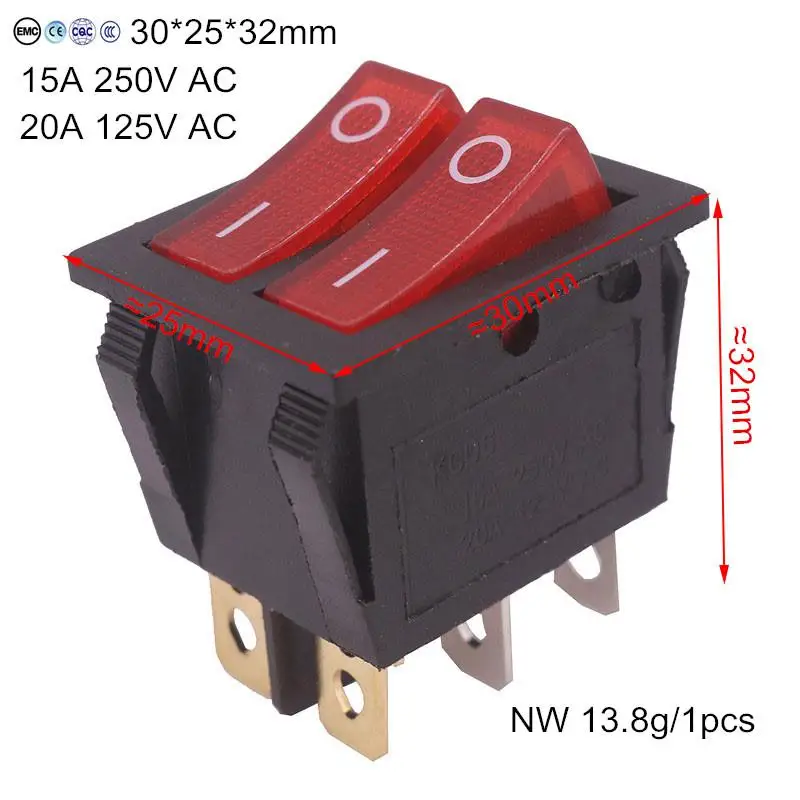 2 pcs 2 шт. 30*25*32 мм кулисный переключатель 6 штекеров двухрядный переключатель 15A 250 В AC/20A 125 В AC промышленные электрические аксессуары - Цвет: 2 pcs