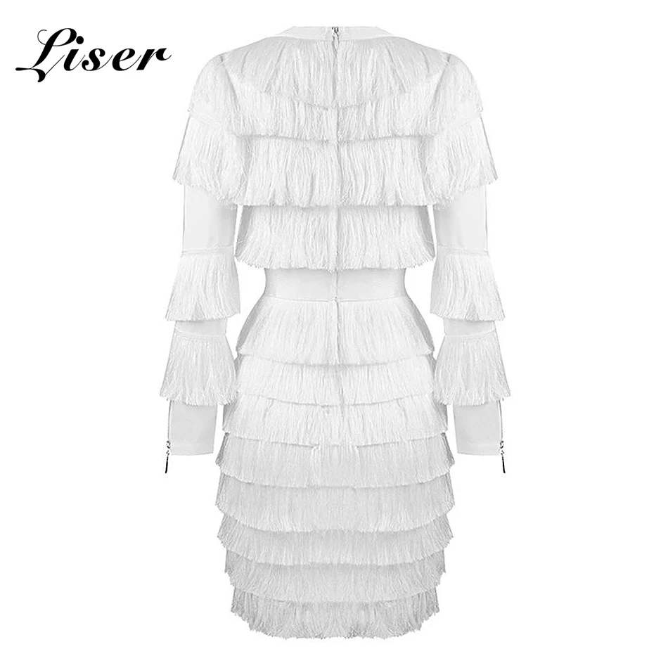 Женское Бандажное платье Liser Белое Облегающее Платье с треугольным вырезом и