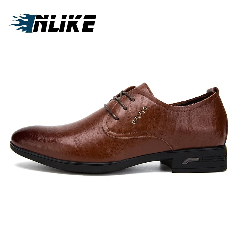 INLIKE Men Pointed Toe Genuine Leather Shoes Wedding Oxfords Dress Formal |