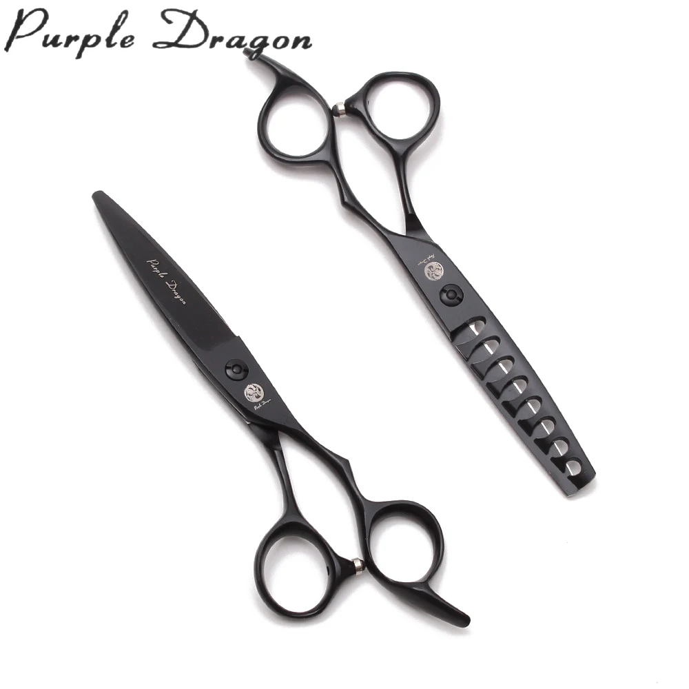 Z9122 6&quot 17cm JP 440C Purple Dragon Black Hairdressing Scissors Cutting Thinning Shears Willow Leaf Shape Hair | Красота и