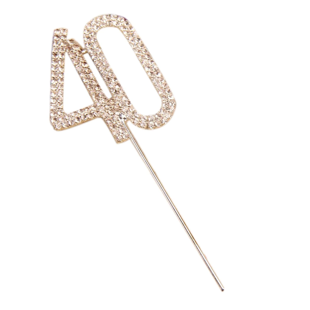 Украшение с прозрачными стразами серебряный номер 40 день рождения 40th годовщина