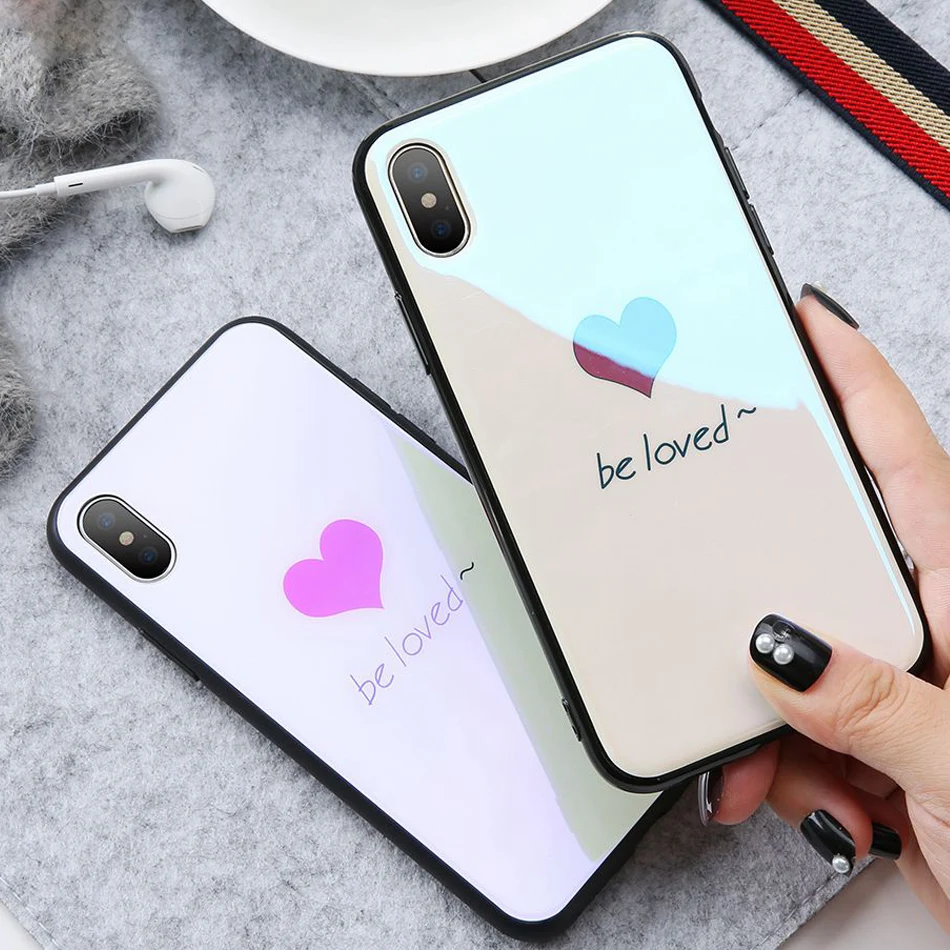 Роскошный чехол из закаленного стекла Love Heart для iPhone XS MAX 6 5 &quot милый защитный