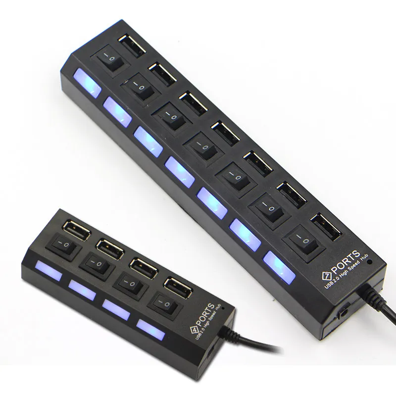 Портативный USB разветвитель TWOBRO usb хаб 2 0 на 4/7 портов кабеля с отдельным