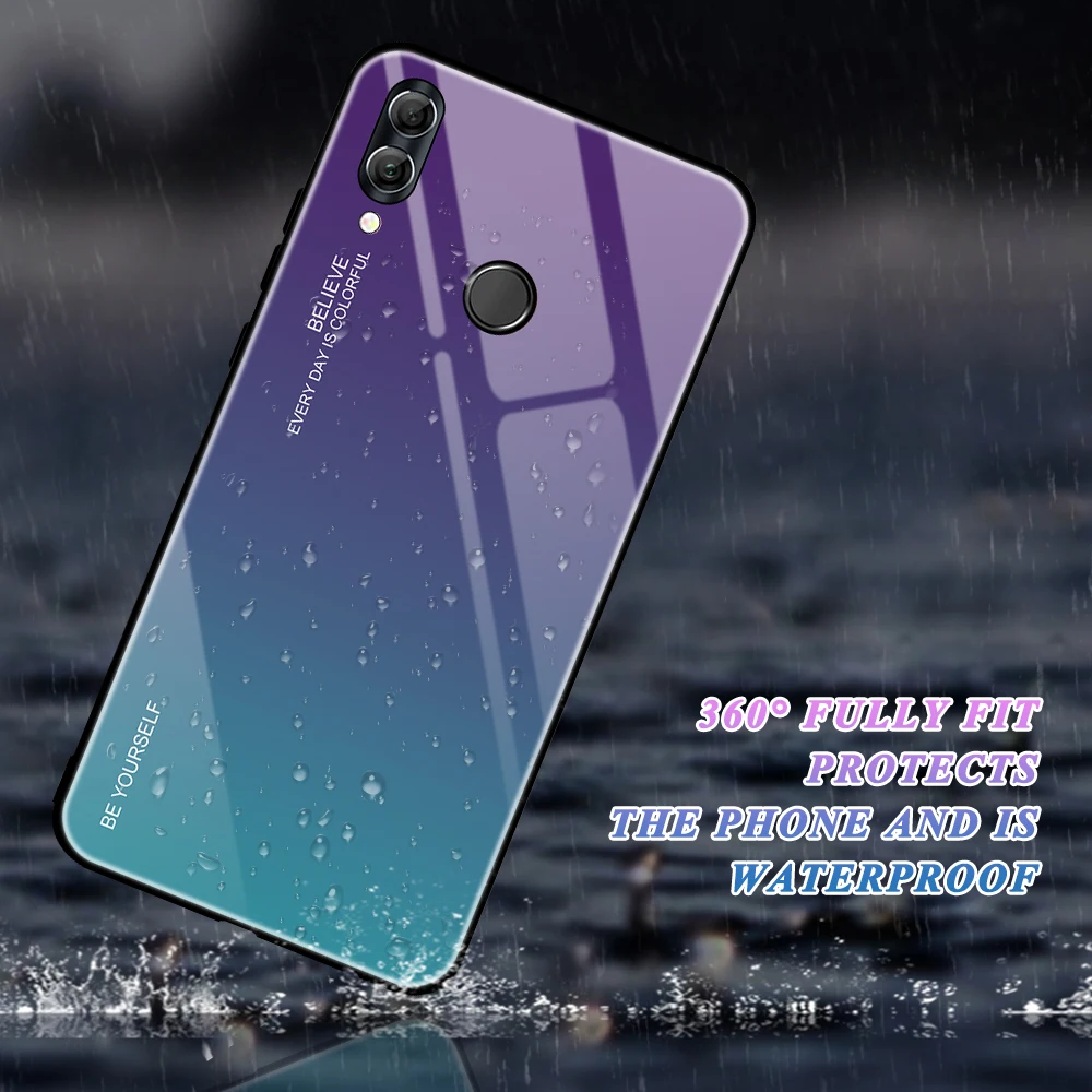 Tempered Glass Phone Case for Honor 9 10 Lite 8X Huawei P30 P20 Mate 20 Pro Nova 4 3 3i Scratchproof Soft Gradient Color | Мобильные