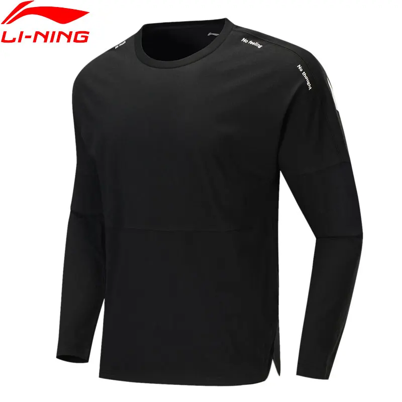 Li-Ning, Мужская трендовая рубашка с длинным рукавом, круглый вырез, свободная, хлопок, Удобная подкладка, спортивные толстовки для отдыха, AHSP347 CJAS19