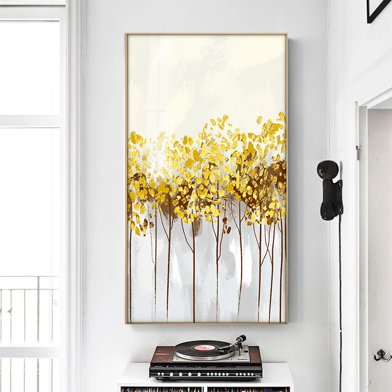 

Gold Leaves Modern Canvas Painting Posters and Print Wall Art Pictures for Living Room Bedroom Decorative Golden Leaf Home Decor