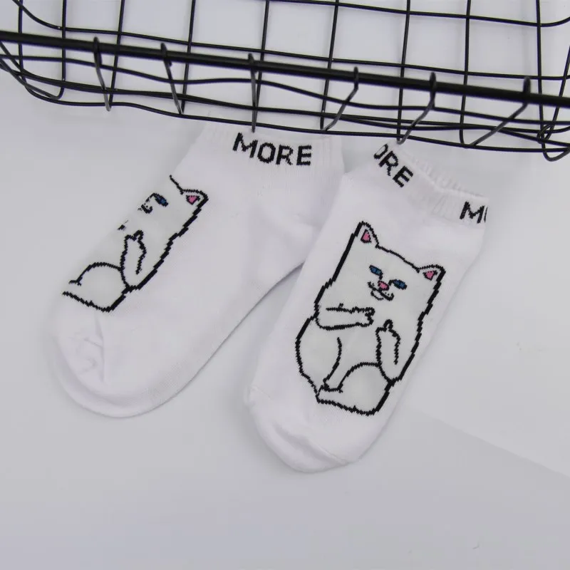 Harajuku/2019 женские короткие носки до лодыжки с изображением кота из мультфильма