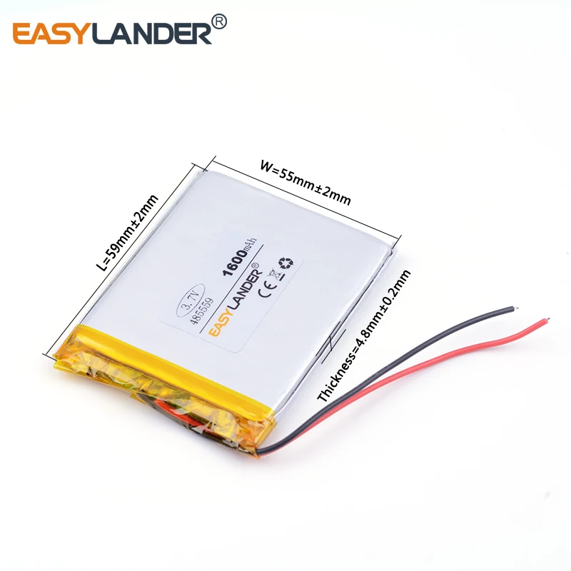 3 шт./лот 485559 1600mAh 7 v литий ионная полимерная аккумуляторная батарея для MP3 MP4 GPS