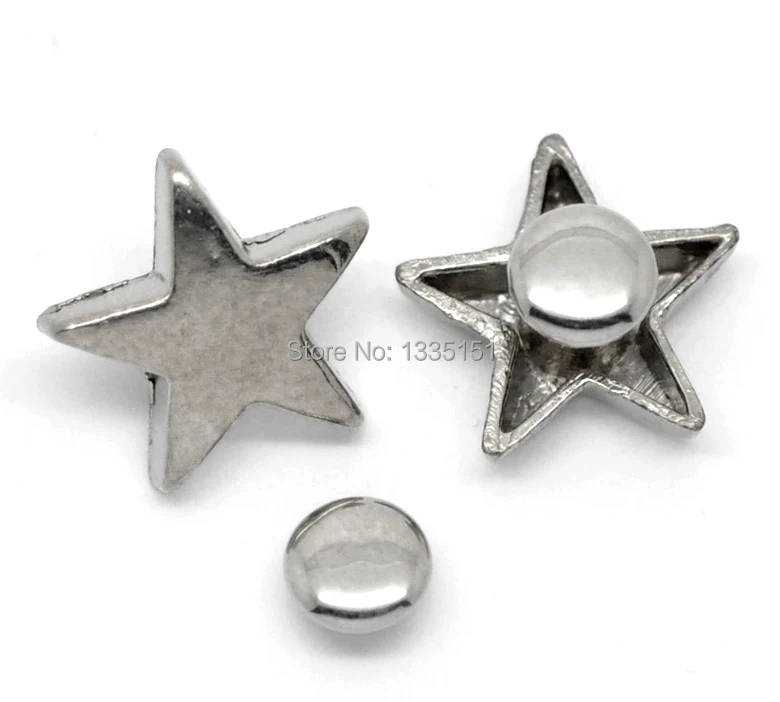 

Бесплатная доставка-30 комплектов серебряных заклепок в форме звезды 16 мм x 15 мм 7 мм x 3 мм Сумка кожаная одежда J1274