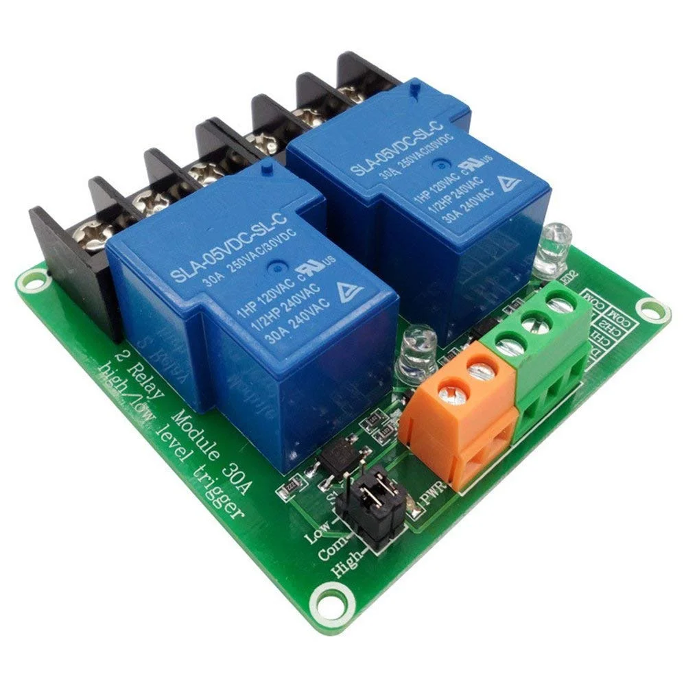 2-полосная 30A высокого и низкого уровня триггерный релейный модуль 5V смарт домашней автоматизации управления