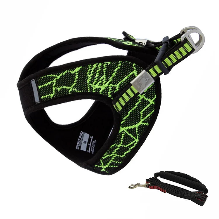V8-Set Green Adjustadle собака сбруя-жилет для маленьких собак дышащий бультерьер МОПС жгут поводок набор щенок кошка нагрудный ремень Домашние животные поводки - Цвет: V8-Set Green