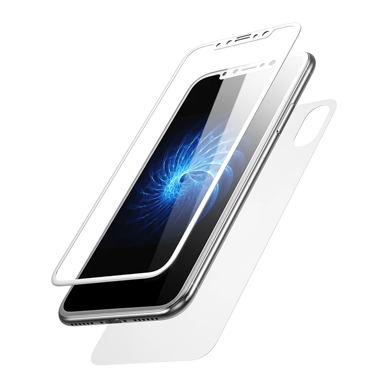 Защитная пленка Baseus Premium для передней задней панели iPhone X, 3D чехол для всего тела, закаленное стекло для задней панели iPhone X 10 - Цвет: A set of white