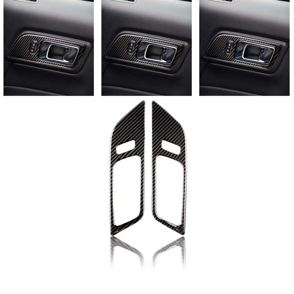 

Carbon Fiber Interior Door Handles Door Bowl Ornament Cover Car Styling Trim Sticker Auto Accessories For Ford Mustang 2015-2017