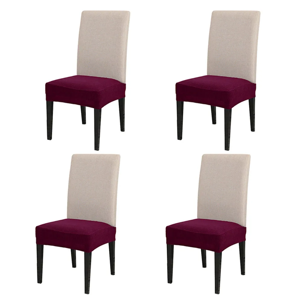 4pcs Purple 6 шт./4 шт./1 шт. Натяжные чехлы для сидений на стулья Набор вязаных чехлов для сидений на стуле Чехол для стула Чехлы для столовой - Цвет: 4pcs Purple