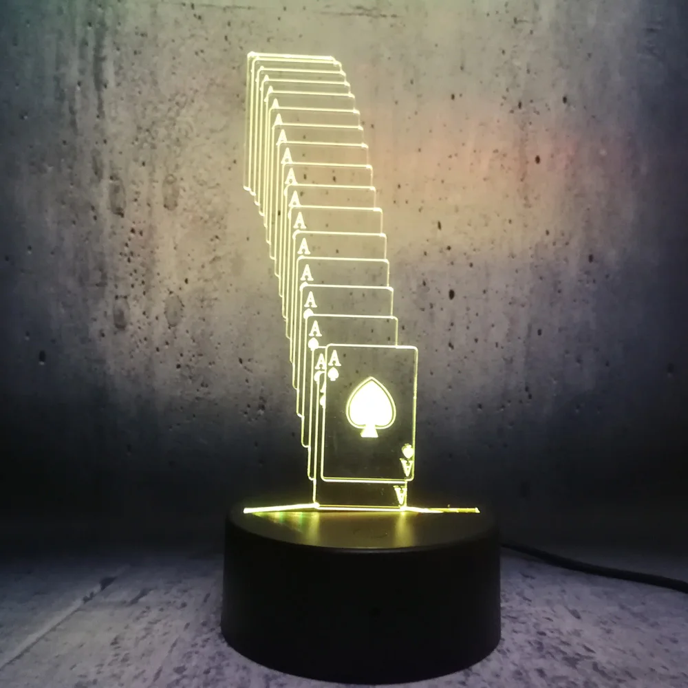 Креативная 3D светодиодная USB лампа для покера игральная карта волшебник