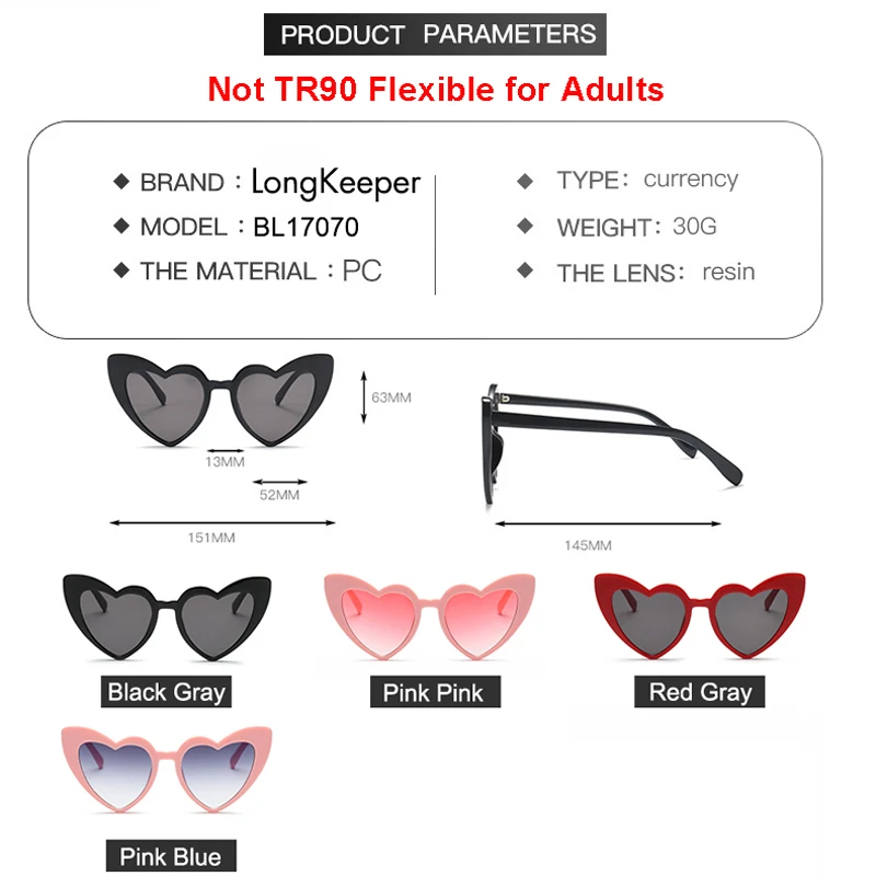 Солнцезащитные очки в форме сердца для детей и взрослых UV400|Женские