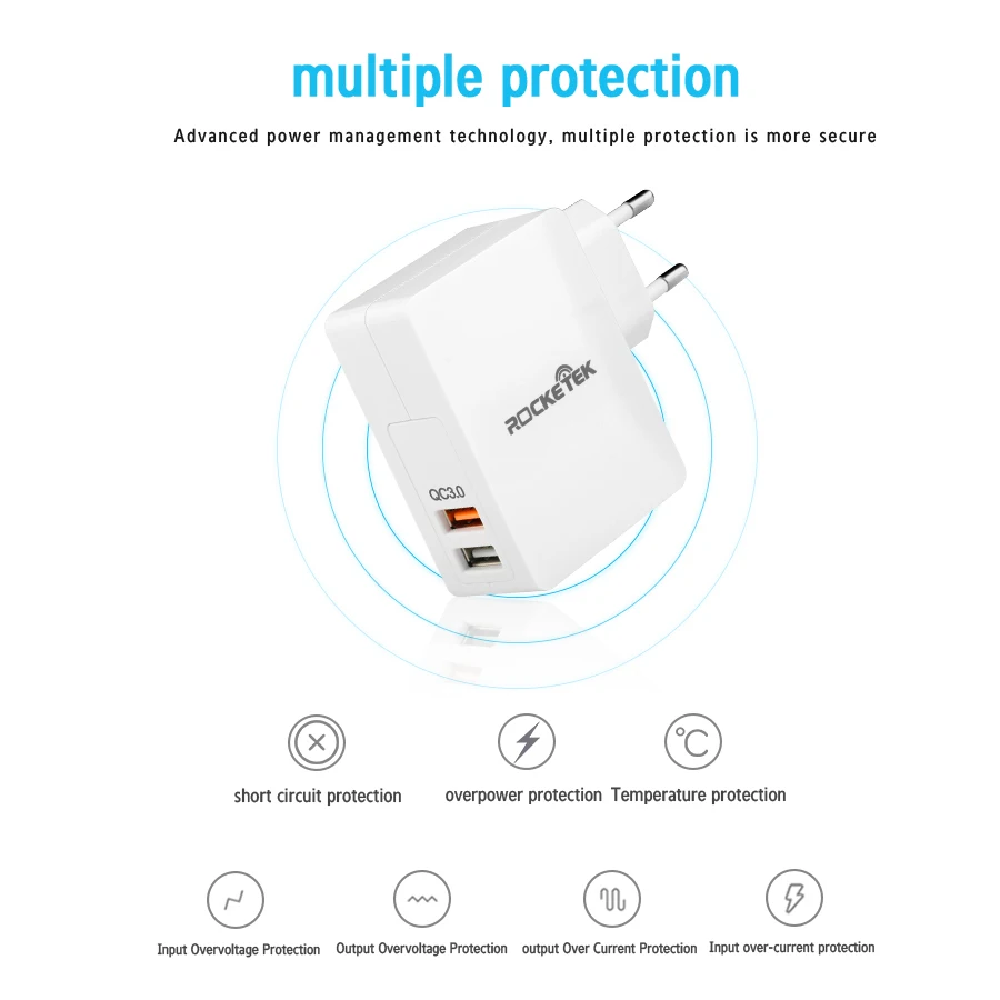 Rocketek USB Quick Charge 2 device 3.0 Fast Mobile Phone Charger for iPhone Samsung S6 7 Huawei LG xiaomi etc QC 2.0 Suitable | Мобильные