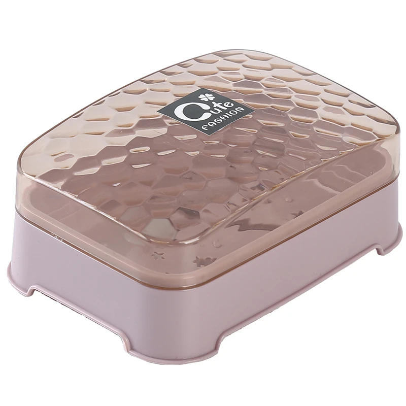 Transparent Cover With Hollow Drain Soap Box Household Bathroom Waterproof Soap Box Storage Box Soap Dish Holder