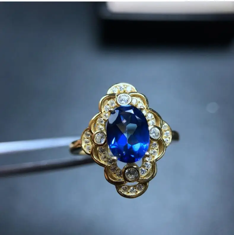 Topaz Ring gem Finger ring Natural real blue topaz 925 sterling silver Wholesales For men or women | Украшения и аксессуары