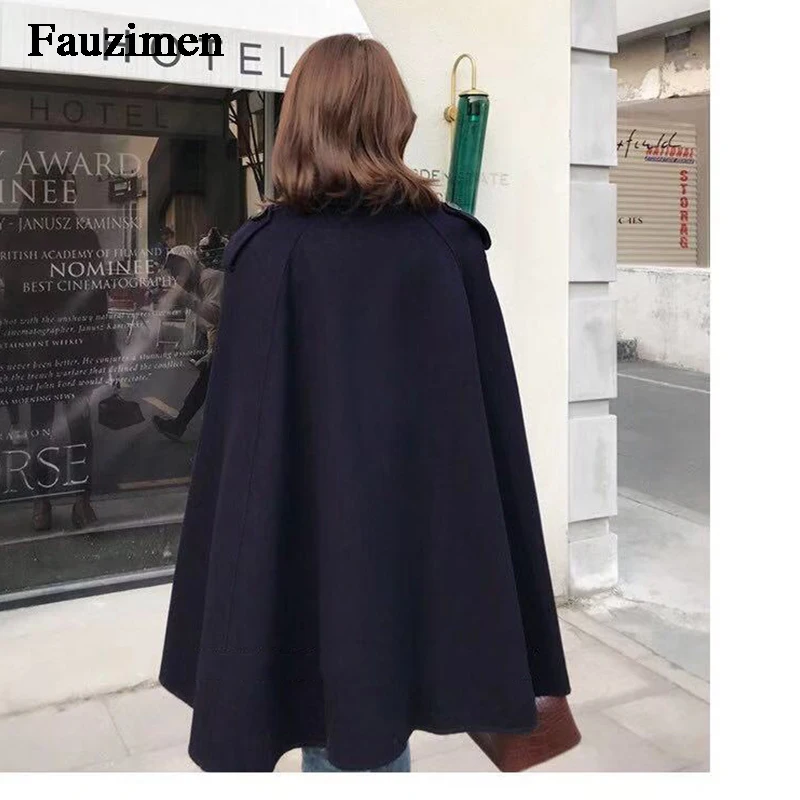 Женское пальто женская зимняя накидка ткань из шерсти и кашемира Куртка Длинная