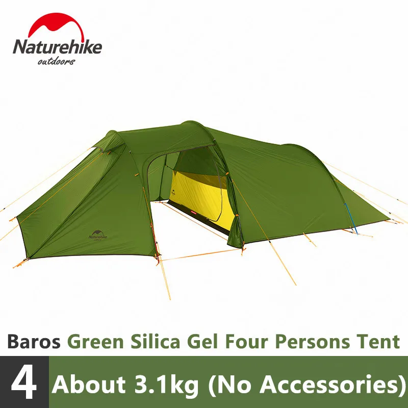 Naturehike Opalus тоннель палатка Открытый 2-3 человек палатка 20D силикон/210 T полиэфирная ткань палатка NH17L001-L - Цвет: 40D-4 Men Tent