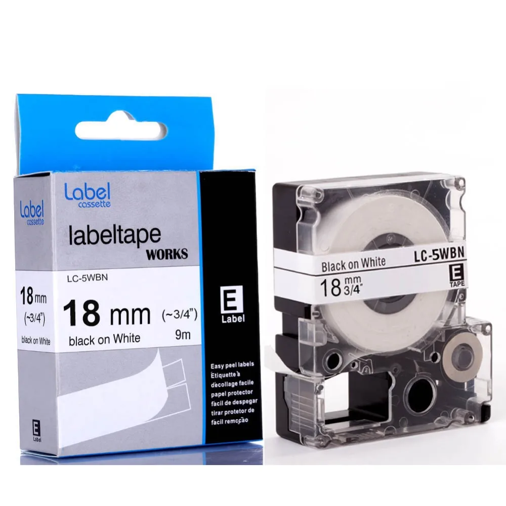 20pcs Compatible black on white tape LC-5WBN/LC-5WBN9 LC 5WBN LC5WBN EPSON label for LW300 and LW400 | Компьютеры и офис