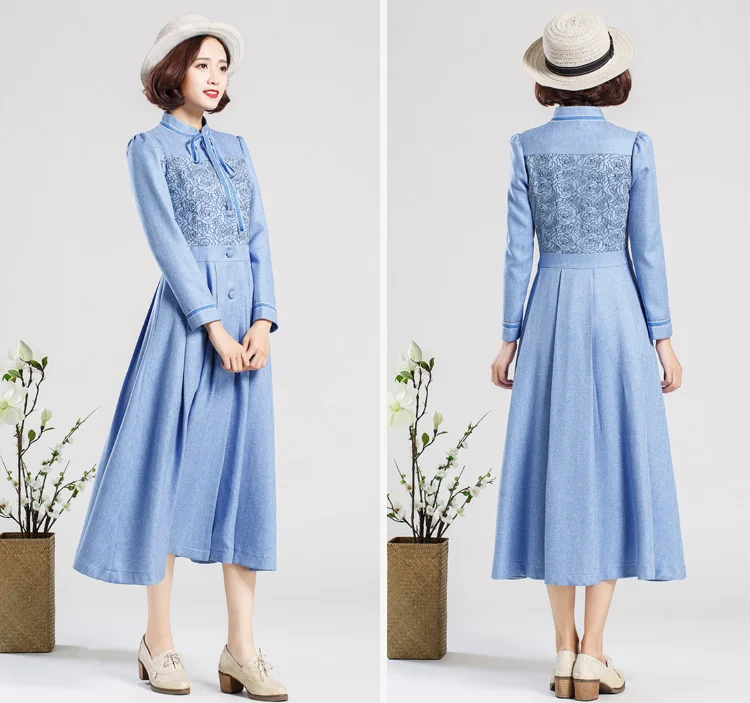 Модное Брендовое джинсовое платье с вышивкой в стиле ретро женское однобортное