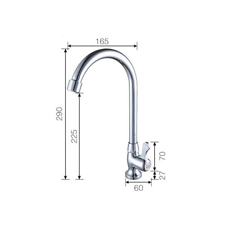 Смеситель для кухонной раковины, ванной или умывальника однорычажный, изготовленный из хромированной латуни, для монтажа на одно отверстие.