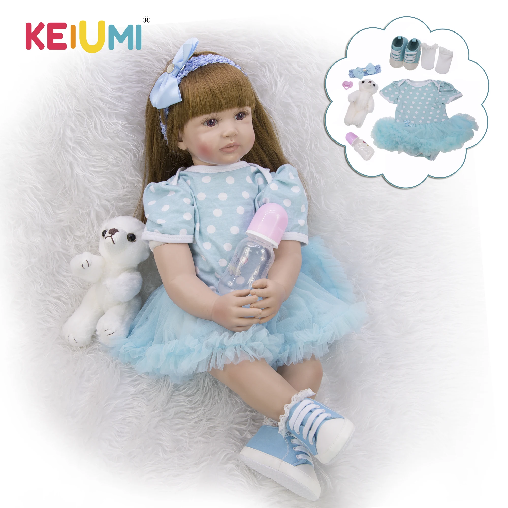 KEIUMI элегантный новорожденный девочка по настоящему принцесса длинные волосы