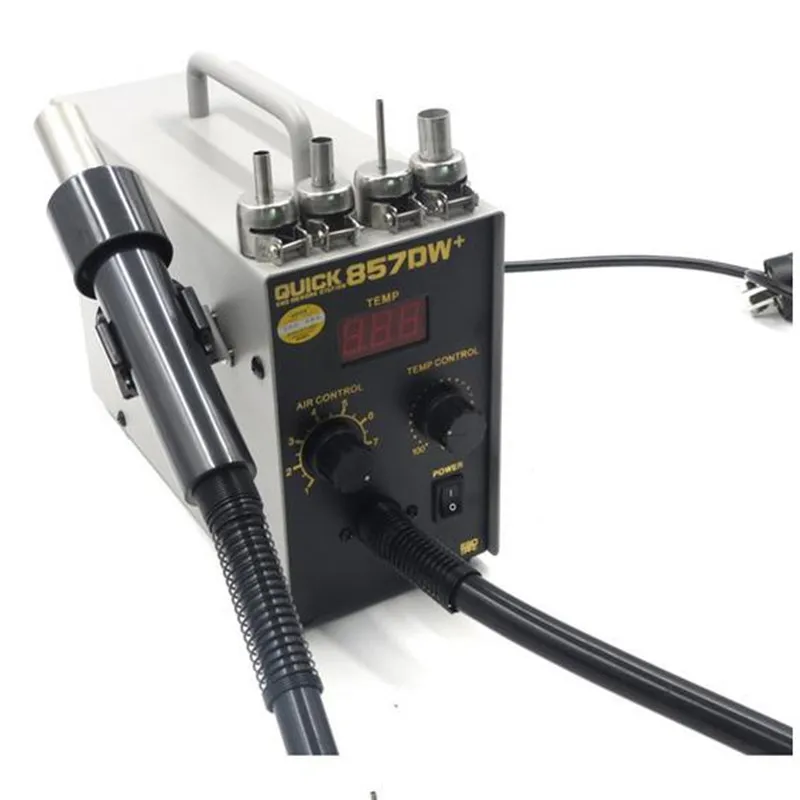 QUICK 857DW + бессвинцовый Регулируемый тепловой фен с винтовой паяльной станцией |