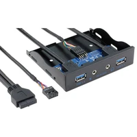 3 5 20pin to 2 usb 3 0 port hub hd audio pc floppy expansion front panel rack for computer pc with audio cable 9pin 9pin new