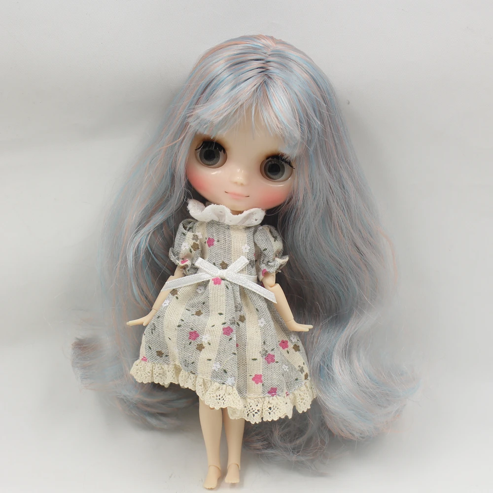 Middle 1/8 Blyth Doll Transparent skin glossy face joint body with bangs gray eyes Free shipping | Игрушки и хобби