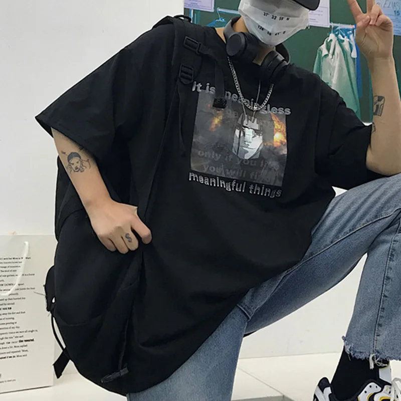 Harajuku футболка уличная Мужская/Женская летняя футболка размера плюс с коротким рукавом для пары Повседневная футболка с принтом Наруто забавная футболка для влюбленных