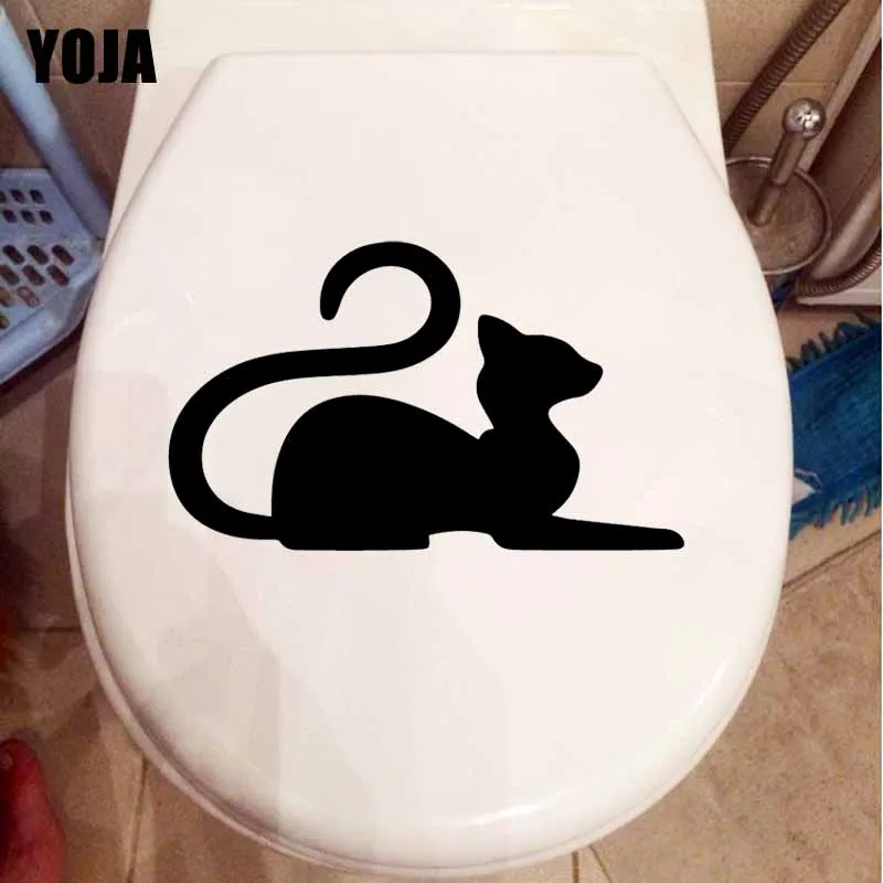 

YOJA 23.7X14.2CM милые Catroom кошка наклейка для сиденья унитаза украшение дома Наклейка на стену T5-0104