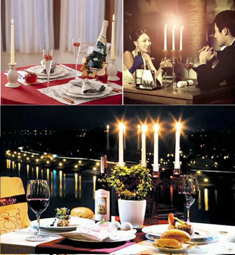 10pcs 8&quot Swinging Flameless Moving Wick Dancing Flame Led Taper Candlestick light Home Wedding Christmas party table decor-21CM | Дом и