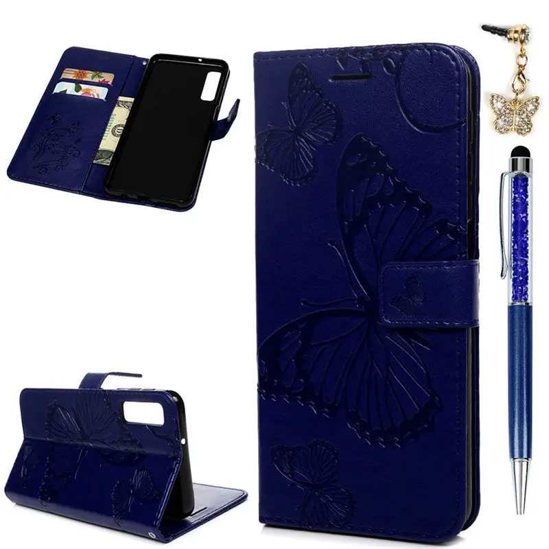 Wallet Leather Flip Phone Cases For Samsung Galaxy A7 2018 Cover Capa Coque Butterfly Pattern Card Holder | Мобильные телефоны и