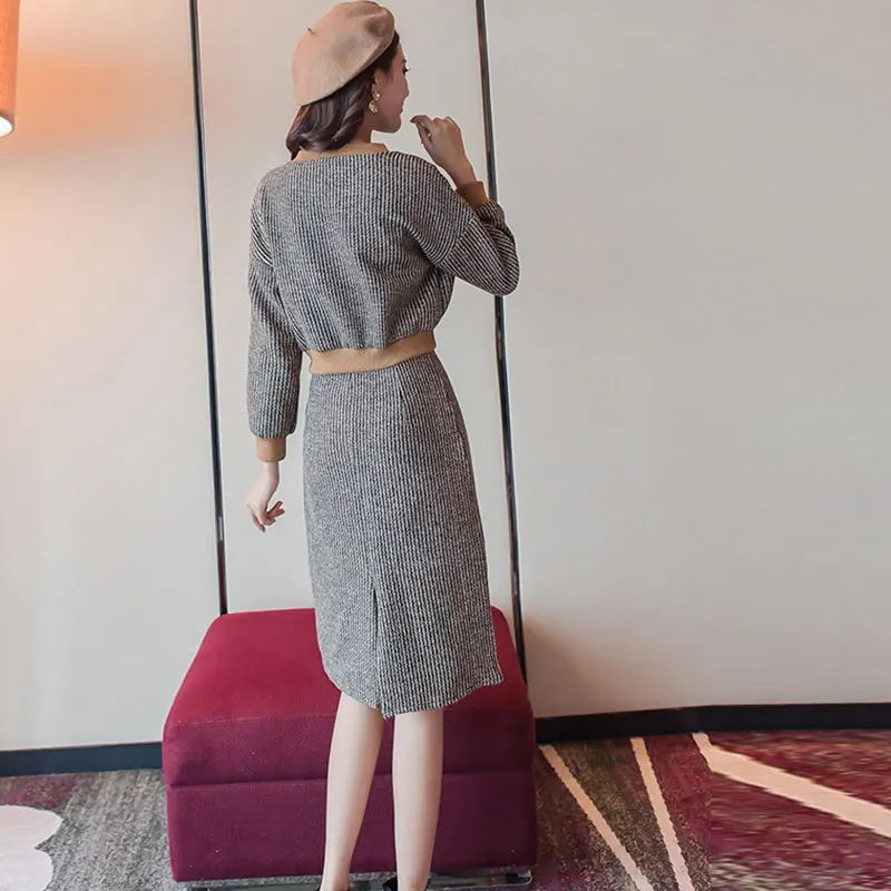 Зимний женский костюм-двойка шерстяная куртка юбка спортивный костюм новинка 2017