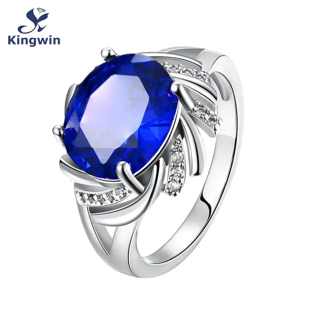 Кольцо Kate blue хорошее качество известный дизайнер Настоящее Белое чистое золото