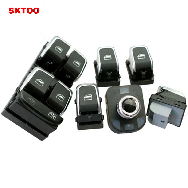

SKTOO Chrome Master Window Lifter Switch+Trunk Switch+ Side Mirror Switch with folding For Audi Q5 B8 B9 A4 A5 8KD 959 851A