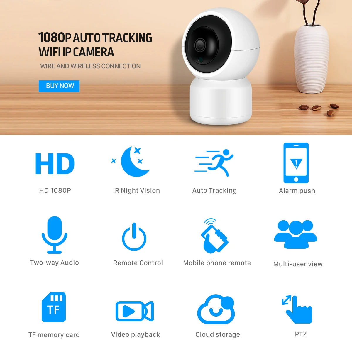 Besder 1080p Беспроводная мини-камера с Ai-Track, аудио-связь, Wi-Fi, домашняя ip-камера видеонаблюдения, 10 м, ночное видение, детский монитор